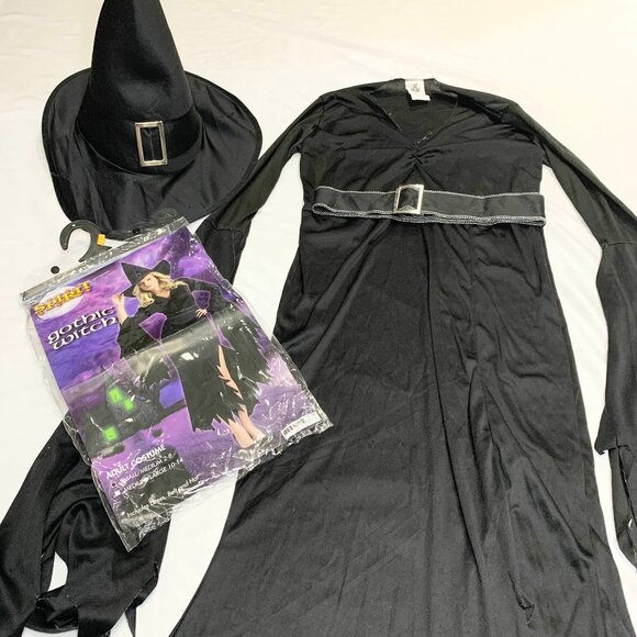 Spirit Halloween Wicked Gothic Witch Costume Dress Hat Belt Women's S/M W/ Bag - Picture 1 of 16